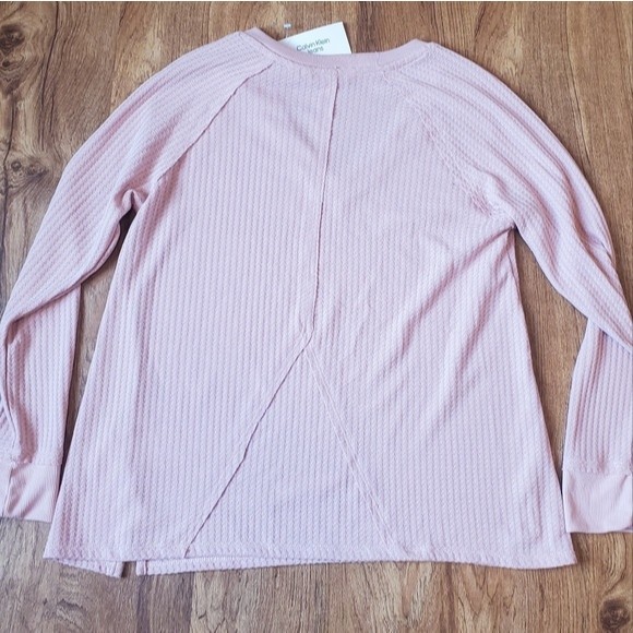 NWT Calvin Klein Pink Waffle Knit Thermal Top - Picture 6 of 16